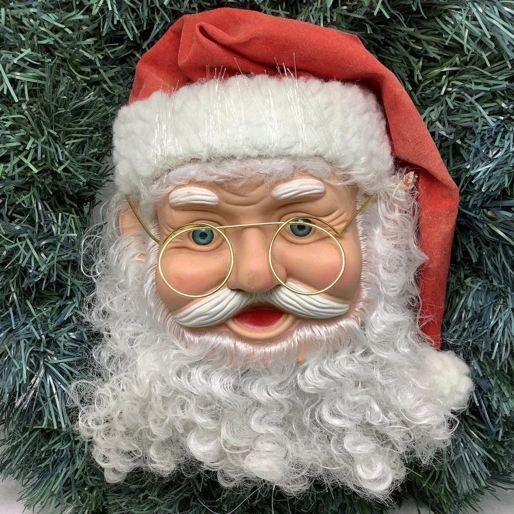 VTG Fiber Optic Christmas Wreath w/‎ Santa Clause Face For Decoration/Parts Only
